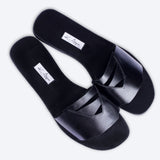 Nia Black Leather Sandals