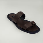 K.Aspen Bantu X Men's Leather Slippers - Premium Leather Finish, Ethically Crafted in Lagos, Nigeria. Hand-stitched with Soft Calf Textured Leather, Featuring a Traditionally Tied Knot. Contemporary Comfort and Style at its Best