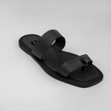 K.Aspen Bantu X Men's Leather Slippers - Premium Leather Finish, Ethically Crafted in Lagos, Nigeria. Hand-stitched with Soft Calf Textured Leather, Featuring a Traditionally Tied Knot. Contemporary Comfort and Style at its Best