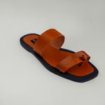 K.Aspen Bantu X Men's Leather Slippers - Premium Leather Finish, Ethically Crafted in Lagos, Nigeria. Hand-stitched with Soft Calf Textured Leather, Featuring a Traditionally Tied Knot. Contemporary Comfort and Style at its Best