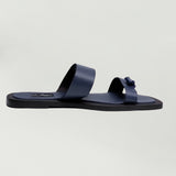 K.Aspen Bantu X Men's Leather Slippers - Premium Leather Finish, Ethically Crafted in Lagos, Nigeria. Hand-stitched with Soft Calf Textured Leather, Featuring a Traditionally Tied Knot. Contemporary Comfort and Style at its Best