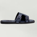 K.A Monkstrap Navy Leather Sandals
